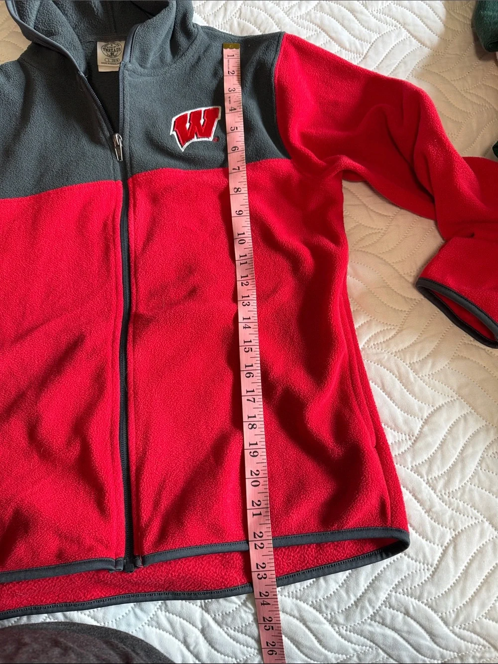 Rivalry Threads Red and Gray Hooded Fleece Jacket - Kids